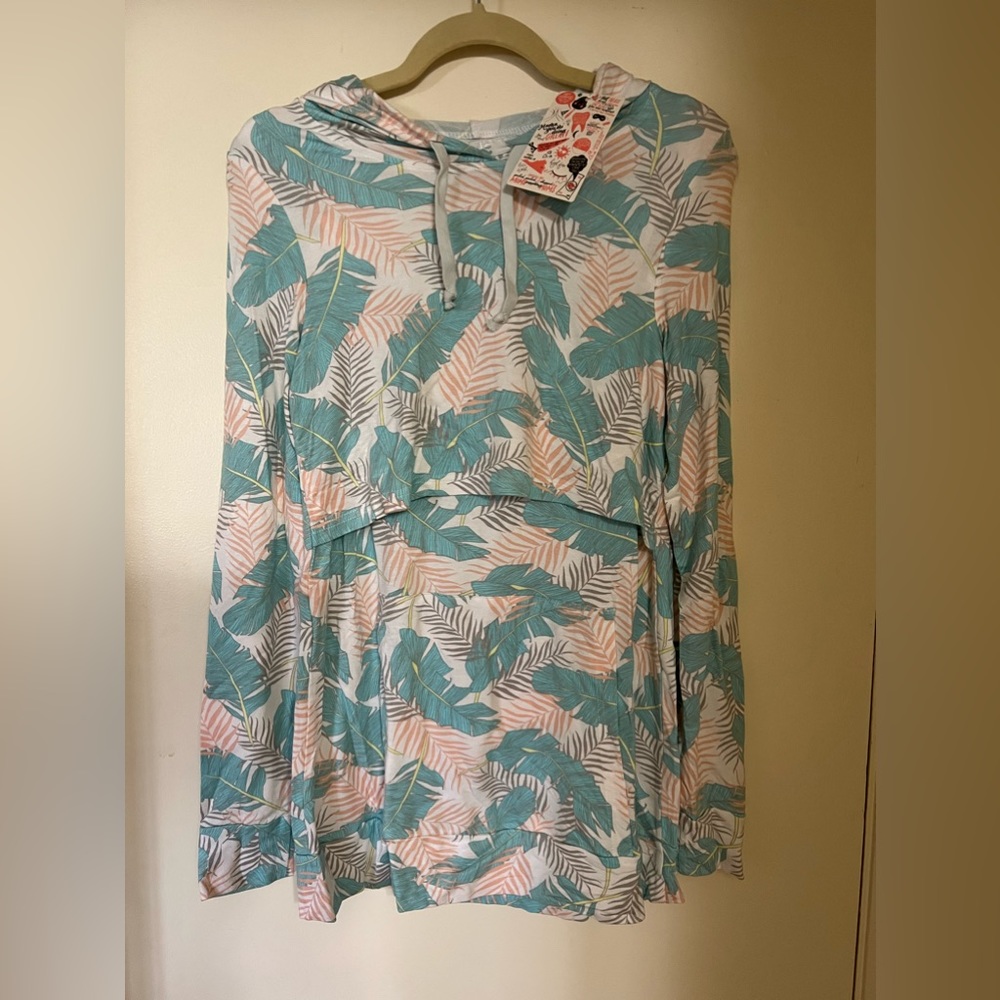 Latched Mama feather print cloud nursing hoodie